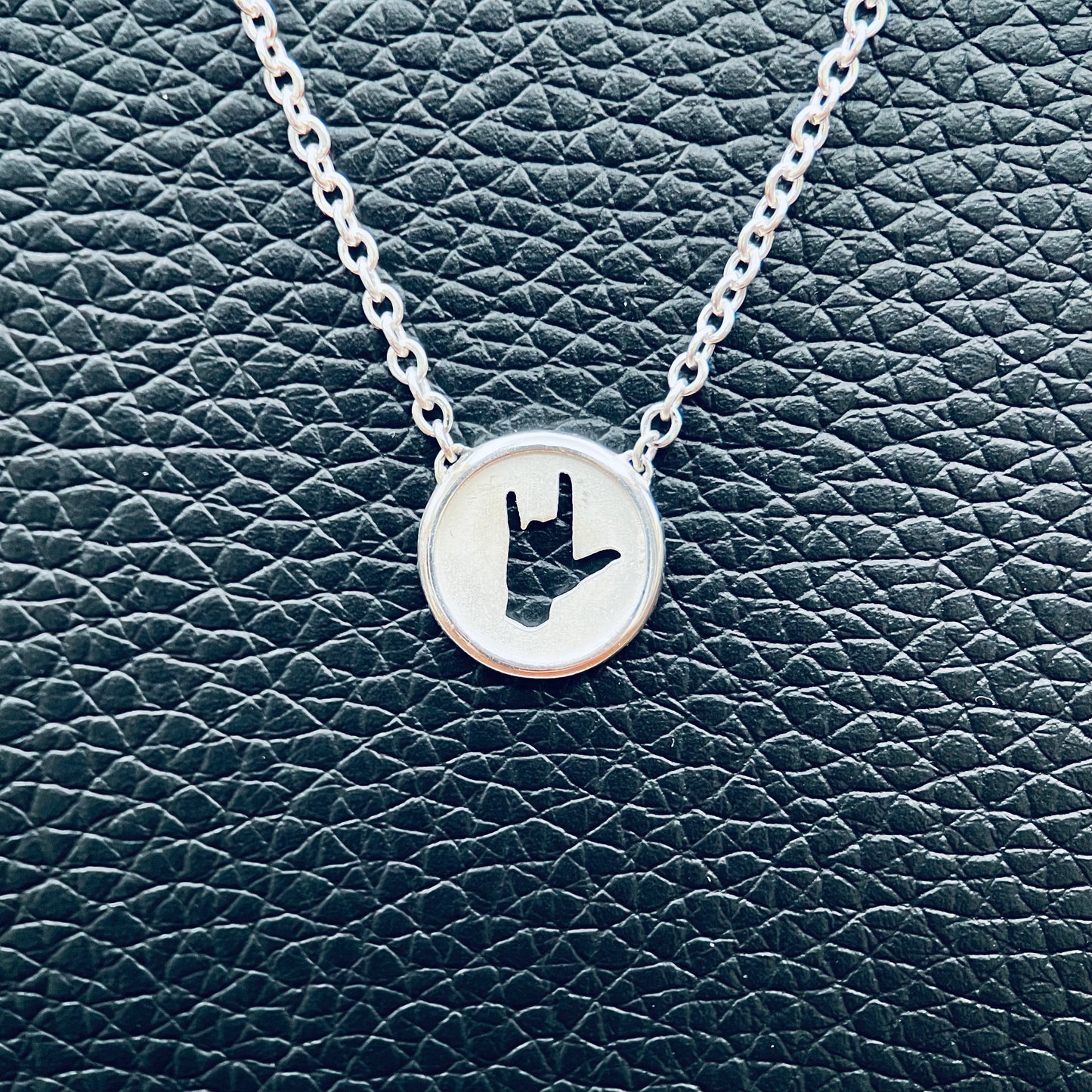 Unisex Sterling Silver Necklace – ASL “I Love You” Pendant