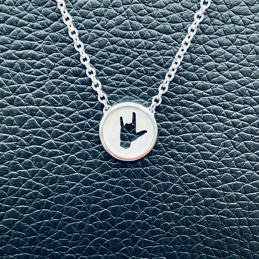 Unisex Sterling Silver Necklace – ASL “I Love You” Pendant