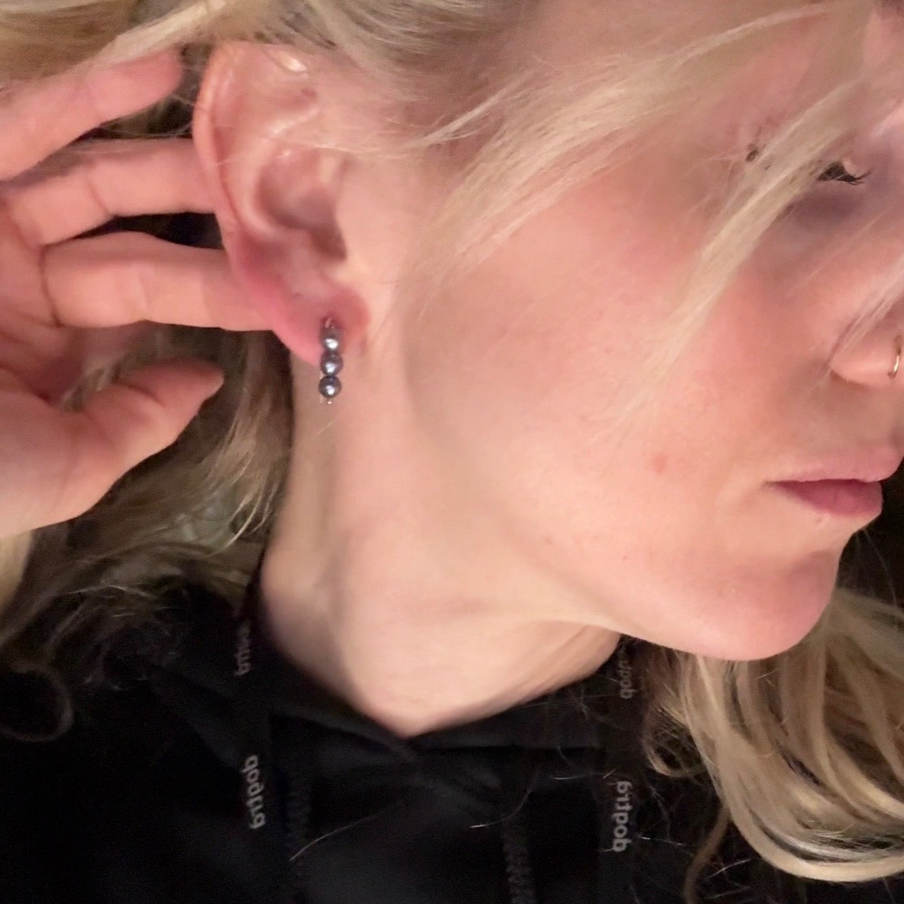 5mm Tahitian Pearl Slide Earrings in 14K White Gold