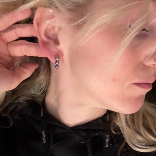 5mm Tahitian Pearl Slide Earrings in 14K White Gold