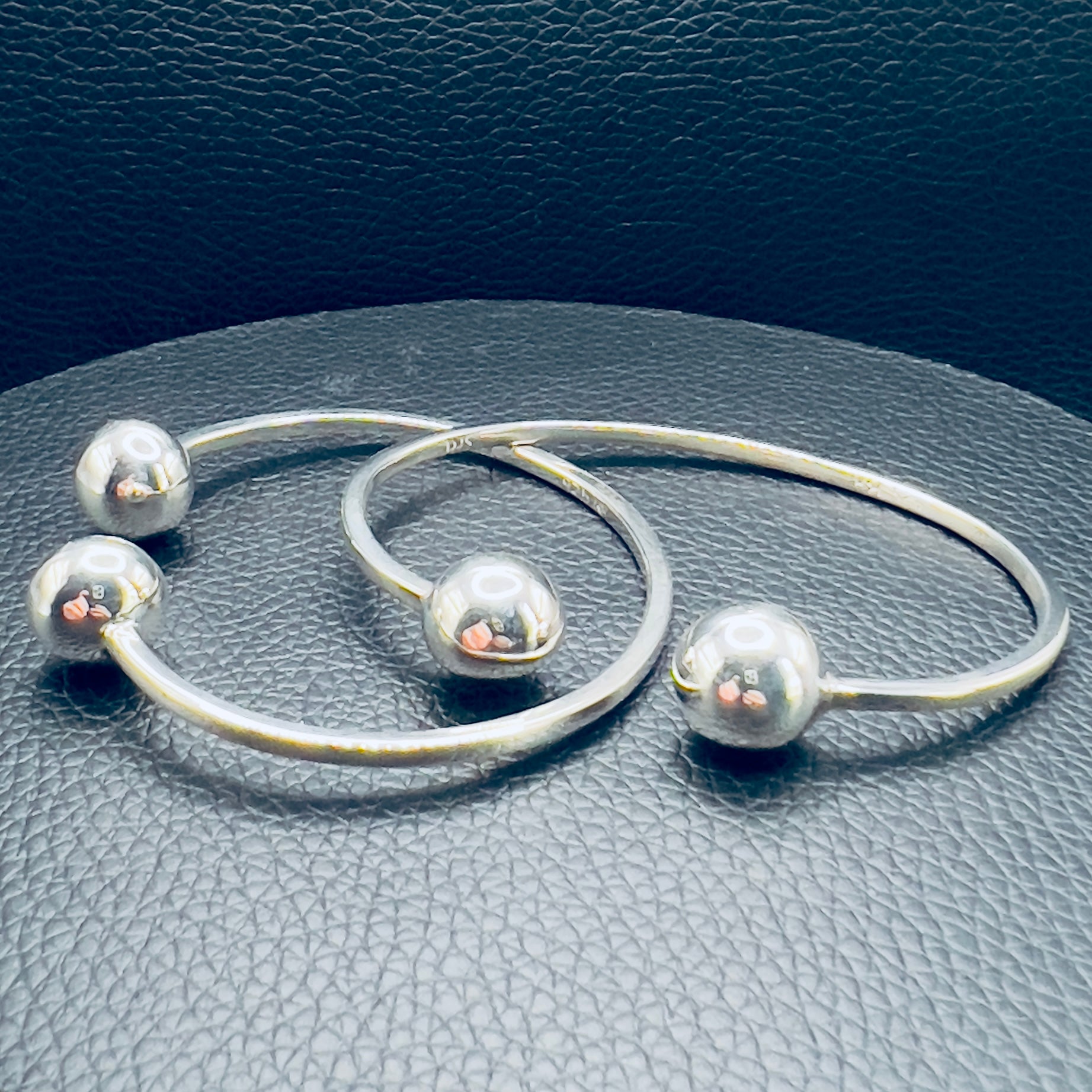 Silver Cuff Bracelet with Ball Ends Dragonfly Jewelry Studio