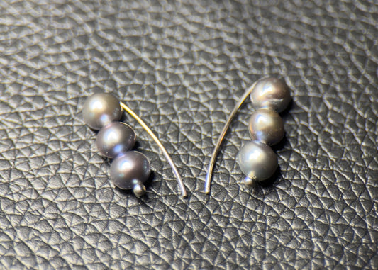 5mm Tahitian Pearl Slide Earrings | 14K White Gold