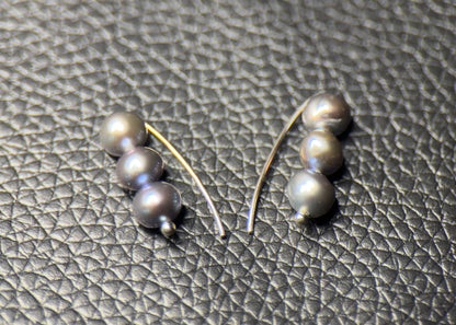 5mm Tahitian Pearl Slide Earrings in 14K White Gold