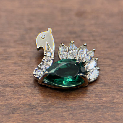 Peacock Teal Tourmaline Pendant | 14K White Gold