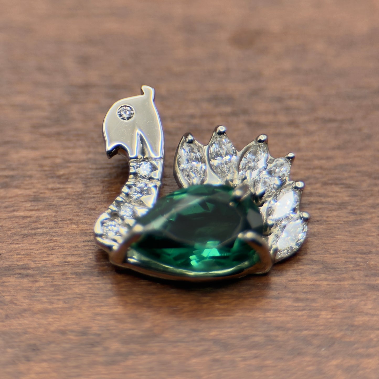 Peacock Teal Tourmaline Pendant | 14K White Gold