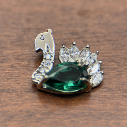 Peacock Teal Tourmaline Pendant | 14K White Gold