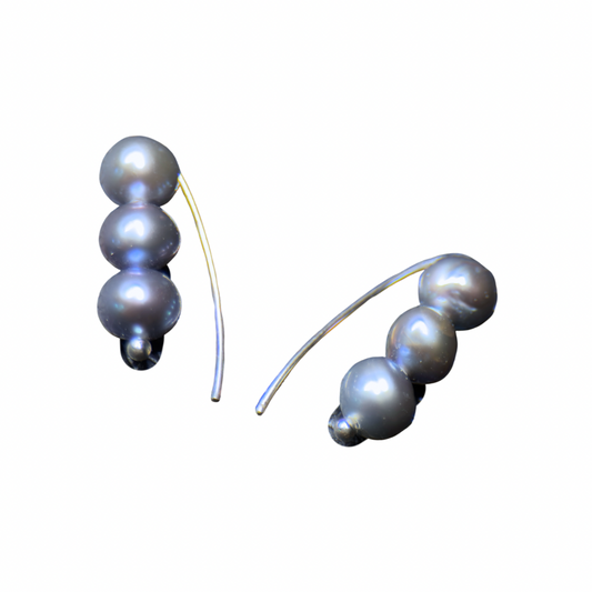 5mm Tahitian Pearl Slide Earrings in 14K White Gold