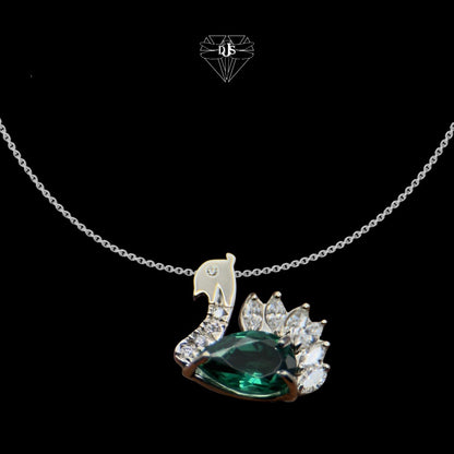 Peacock Teal Tourmaline Pendant | 14K White Gold