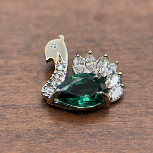 Peacock Teal Tourmaline Pendant | 14K White Gold